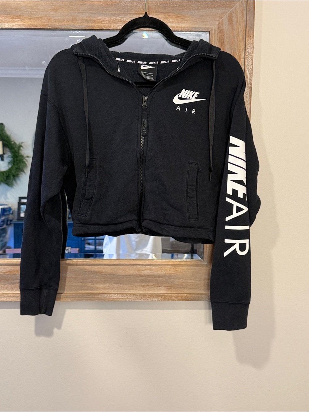 Nike Black Kids' Zip Hoodie with White Nike Air Logo